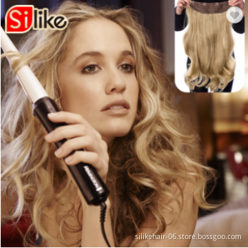Silike 19 Colors Available 190g 24 Inch Stretched Wavy Clip In Synthetic Hair Extensions Heat Resistant Fiber 4 Clips One Piece